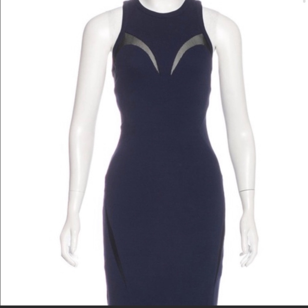Yigal Azrouel Mesh Sheath Dress. Color: Navy. Sz 6.